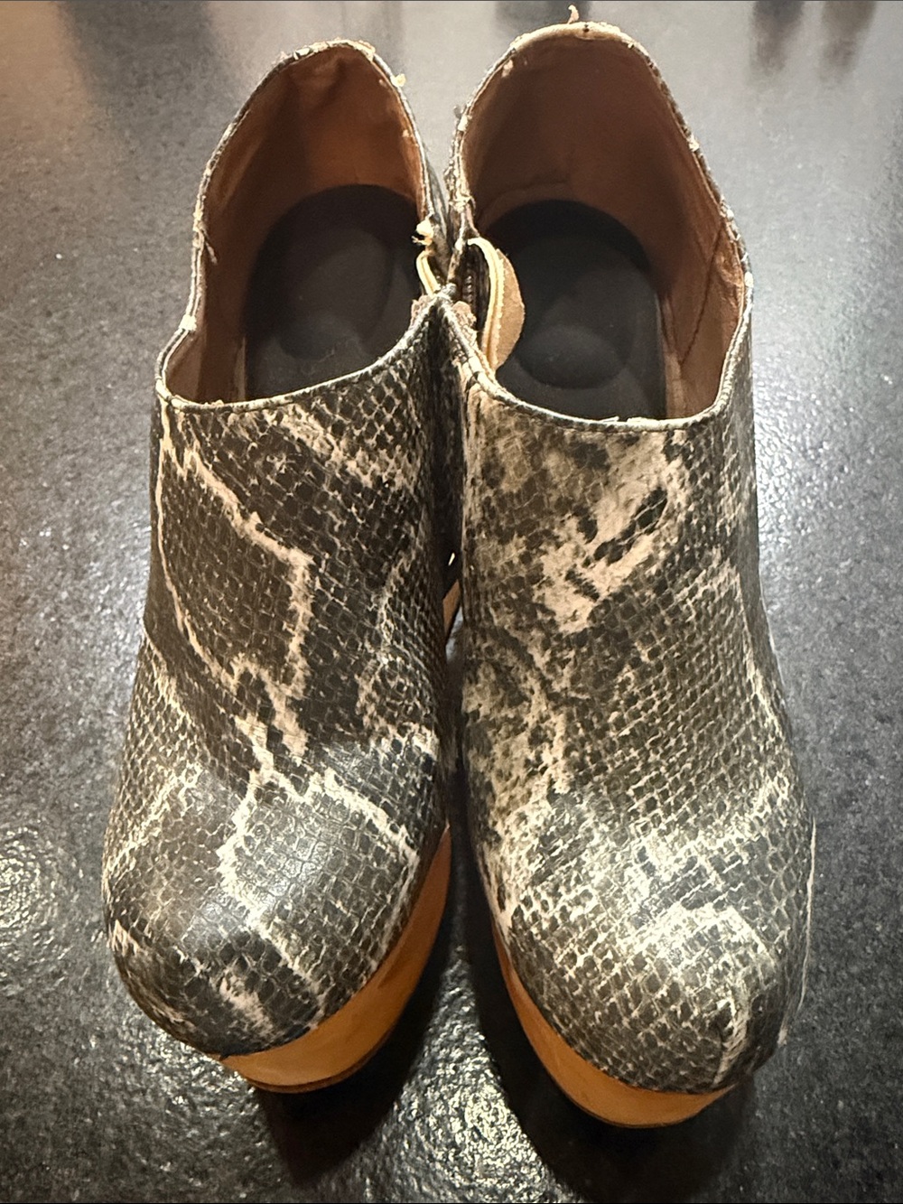 Python-Print Platform Clogs - Gray/Brown